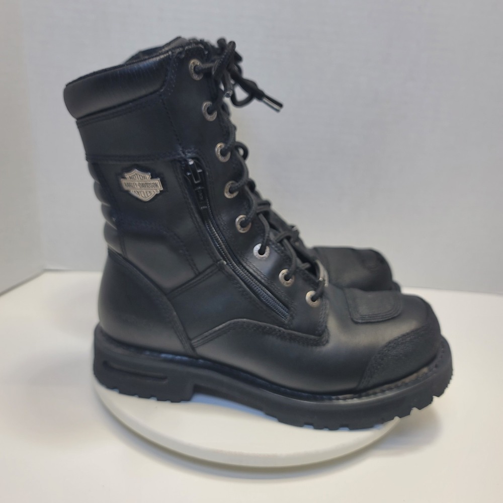 Harley-Davidson Mens Riddick 8 Inch Lace Up Black Motorcycle Boots 8.5  D98308